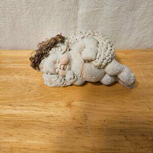 Vintage Dreamsicle Cherub Figurine. Sleeping Angel Cherub. ITEM #1937